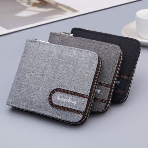 Mens Wallet Canvas Bifold Wallet Clasp and Zipper Coin Purse Wallet For Men