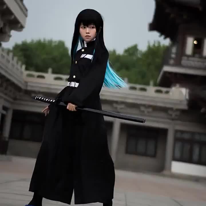 鬼灭之刃鬼殺隊隊服霞柱时透无一郎cosplay服假发一件 | Lazada.co.th