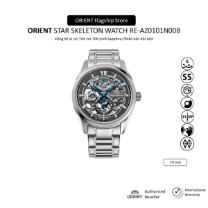 Đồng hồ cơ nam Orient Star Contemporary Skeleton Watch RE-AZ0101N00B phiên bản giới hạn máy automatic dự trữ năng lượng tích cót tự động mặt số Skeleton kính sapphire chống xước chống nước 5 ATM dây thép đeo tay chính hãng
