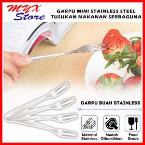 MYX Store Garpu Buah Stainless Kecil Tusukan Stainless Mini Alat Tusuk Kue Cake Makanan Serbaguna Tusukan Fork Dessert MYX Store