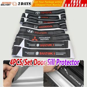 【4PCS/Set Door Sill Protector】Car Threshold Protect Car Sticker Carbon Fiber for Honda Civic XR-V HR-V City and Other Car Logo Car-Logo-Threshold-Sticker