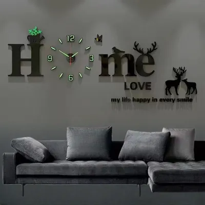 (พิเศษทั่วทั้งร้าน) จัดส่งที่รวดเร็ว DIY 3D นาฬิกาแขวนเงียบห้องนั่งเล่นขนาดใหญ่ตกแต่งบ้าน