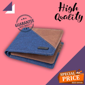Dompet Pria Kulit Distro Import Terbaru Kekinian Dompet Cowok Keren Tebal Lipat 2 Kombinasi Bahan Kulit Dan Kanvas Premium