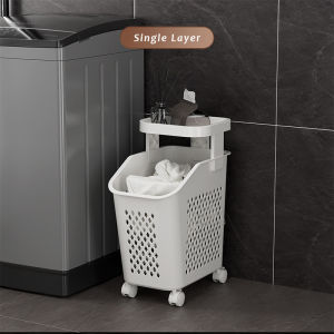 JustLiving 1/2/3/4 Layers Wired Laundry Basket Dirty Clothes Basket Slim Gap Thickened Storage Rack Household Storage Bucket Multi-Tiered Storage Basket for Bathroom with Wheels Bakul Baju Bakul Dobi