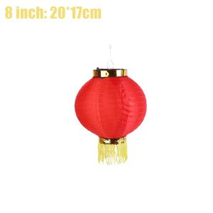 5 ชิ้น โคมไฟจีนสีแดงกันน้ำ / 8/10/12 นิ้ว โคมไฟผ้านำโชคขนาด พร้อมพู่ / โคมไฟผ้าไหมสีแดงพับได้สำหรับตกแต่งเทศกาลฤดูใบไม้ผลิ / สำหรับตกแต่งบ้าน