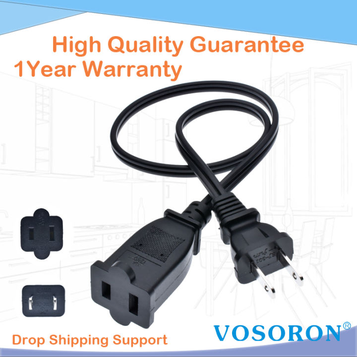 UL Listed 18AWG US Philippines 2Slot 2 Outlet Male To Female Power