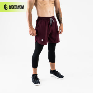 Celana Pendek Lari Gym Fitness Running Pria Legging Panjang 2 In 1 Baselayer Manset Olahraga Compression Short Pants Dry Fit Polos