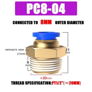 MUSCLEX PC 4 6 8 10 12MM Pneumatic Fitting Multi Size Brass Hose Fittings Quick Connect Pipe Quick Connectors Pneumatic Systems