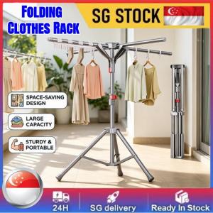 Retractable Folding Clothes Rack Drying Rack Free Installation non-rust Indoor/Outdoor
