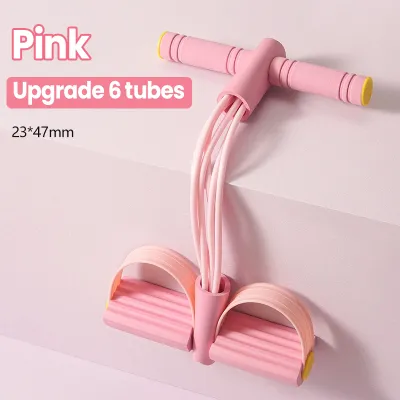 Double Tubes Sit-ups Elastic Foot Pull Rope Pedal Tensioner Abdominal Fitness Device Stretching Leg for Home Gym Sports Yoga Training