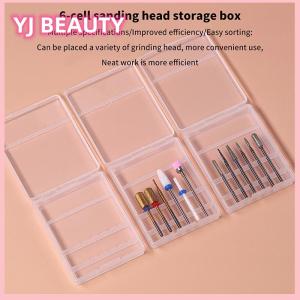 🔥🔥🔥yaojun กล่องเก็บดอกสว่านทรงสี่เหลี่ยมสำหรับตกแต่งเล็บหัวเจียรแบบใส6รูตัวยึดจอแสดงผลดอกสว่านสำหรับแต่งเล็บกล่องกันฝุ่น