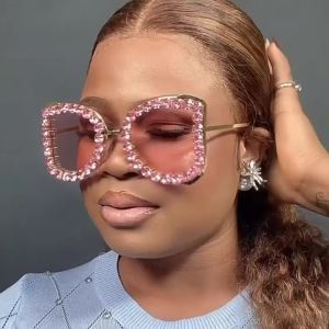 Diamond-embellished large-frame high-end luxury sunglasses trendy womens large-frame sunglasses