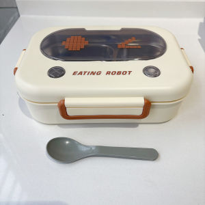Pixel Robot Large Capacity Lunch Box Pattern Food Grade Stainless 2-grid and 3-grid