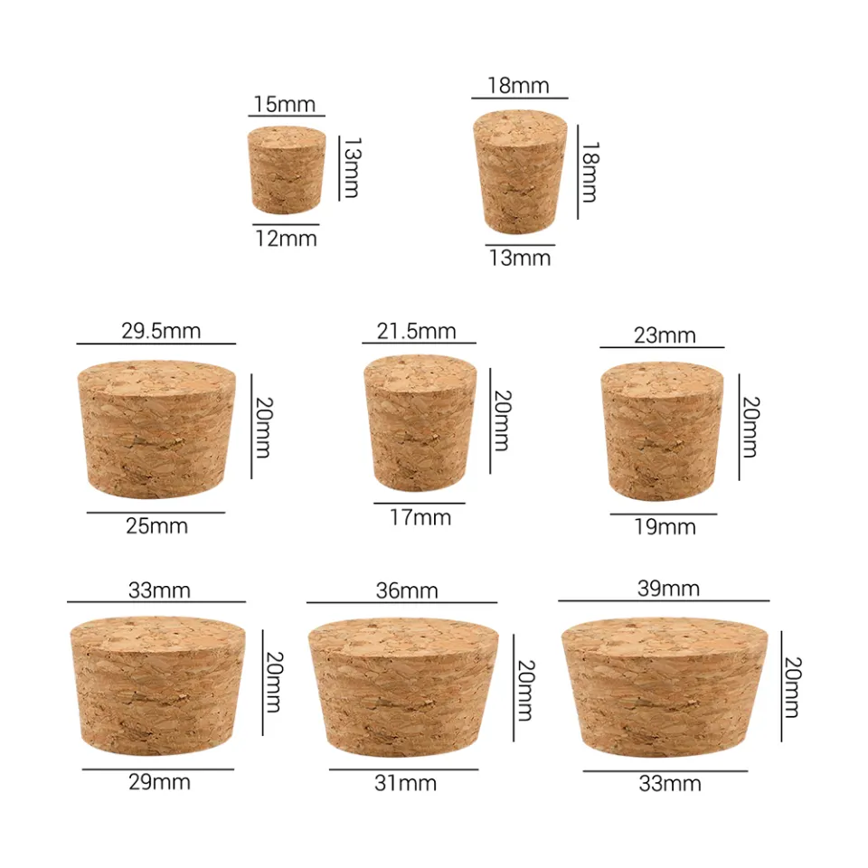 "Giới thiệu 12 Loại Nút Chai Vang: Mở Khóa Hương Vị Kỳ Diệu" 14 8 cái nút chai hình nón nút bịt nút bần chai rượu vang bằng gỗ tự