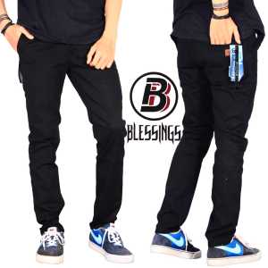 Celana Chino Pria Blessing Longgar Katun Twill Casual Abu-abu S-3XL