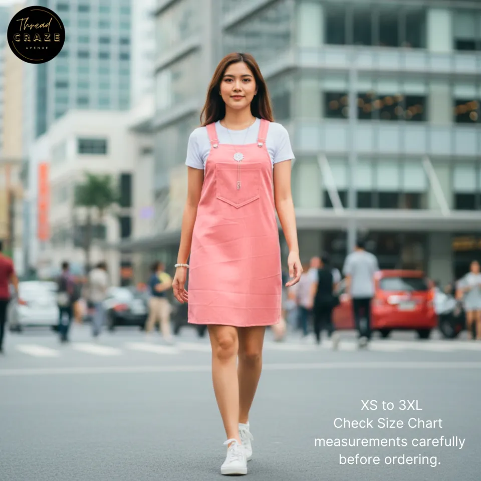 Thea Corduroy Jumper Dress for Women With Center Pocket| Korean Style  Pinafore Overall | Casual OOTD Fashion | Plus Size New Loose Fit Knee  Length Dress Non-Stretchy Corduroy Women'S Dress - Lazada |