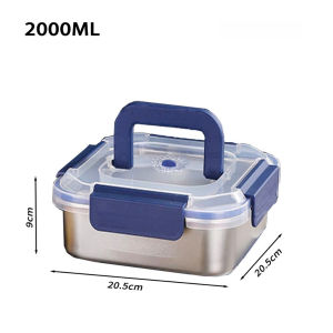 Stainless Steel Food Storage Box Thickened Large with Lid Kitchen Fresh-keeping Box Lunch Bento