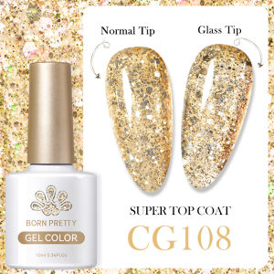 BORN PRETTY 10/15ml Reflective Glitter Gel Nail Art Polish Nail UV Gel Auroras Gel Iridescent Gel Base Top Coat Super Top Coat Nail Soak Off UV Gel for Nails Design
