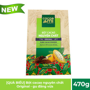 Bột cacao nguyên chất không đường CACAOMI Original gu truyền thống dùng pha chế socola chocolate nóng milo dầm trà sữa granola hộp 470g