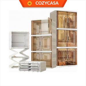 【COZYCASA】Foldable Large Wardrobe Cabinet with Adjustable Shelves Hanging Pull-Out Racks