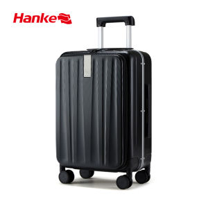Hanke Side-opening Aluminum Frame Luggage 20 Inch Boarding Suitcase for Women Men 24 Inch Fashion Check-in Luggage Front Opening Travel Suitcase with Mute Wheels TSA Lock H9860