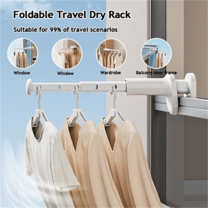 Upgraded Portable Clothes Drying Rack Thick ABS 10kg Telescopic Hanger for Travel Dorm Tent Balcony