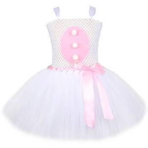 11.11 Baby Girls Easter Bunny Tutu Dress for Kids Easter Holiday Clothes with Ears Tail Children Little White Rabbit Halloween Costume h2610