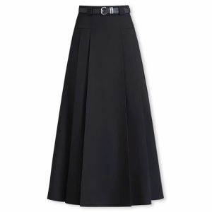 BIKXUKA - Chân váy A dài xếp ly phong cách hàn quốc hot trend dáng dài ~90cm có túi 2 bên sườn vải Vitex cao cấp CV06B