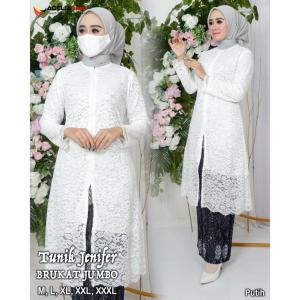 Setelan kebaya tunik jenifer - kebaya modern - outfit kekinian - kebaya terlaris - motif bunga elegan - bahan brukat berkualitas - pakaian kondangan wisuda akad nikah baju pagar ayu pesta