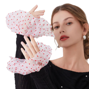 Faux Sleeves with Sheer Flared Design Decorative Sleeves Wrist Cuffs Dotted Arm Cover For Women Sweater Outfit Accessory