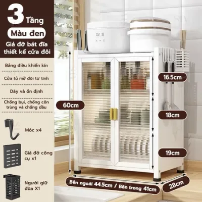 Tủ đựng đồ dùng nhà bếp giá đựng đồ dùng nhà bếp có nắp giá đựng bát đĩa và khay hứng nước.