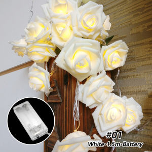 1.5/3m LED Rose Flower String Lights Garland Artificial Bouquet Foam Fairy Lights For Valentines Day Wedding Decoration
