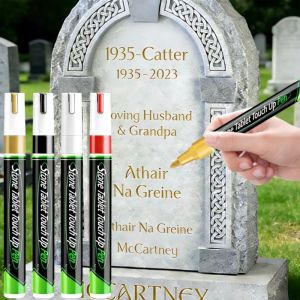 LANCE Gold Color Tombstone Touch Up Paint Pen Waterproof Quick-Drying Tombstone Inscription Pen Repair Pen Oil-Based Inscription Touch Up Paint Tombstone Restoration