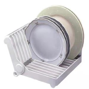 HomiesTrends Dish Drying Kitchen Foldable Plate Organizer Rack Plastic Drainer Storage Holder