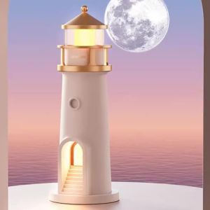 Lighthouse Moon Projection Light Home Bedroom Atmosphere Night Light Dimmable Bluetooth Music Motion Sensor LED Night Light Desktop Decoration Night Light Gift for Friends