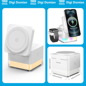 Digi 3 Trong 1 Giá Chân Đế Sạc Hình Khối Lập Phương Tương Thích Với MagSafe Giá Chân Đế Sạc Nhanh Tối Đa 15W Giá Sạc Không Dây Có Thể Gập Lại Thích Hợp Cho iPhone 16/ 15 / 14 / 13 Apple Watch Ultra AirPods