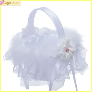 Gigicloud Portable Mini Wedding Flower Baskets With Bow Flower Girl Basket With Handle For Romantic Wedding Party