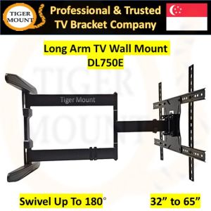 TV Bracket Kaloc DL750E Monitor Screen TV Bracket 90 or 180 degree Swivel Full Motion Wall Mount / 40 to 65 inch Screen / Vesa Within 60cmx40cm (Black)