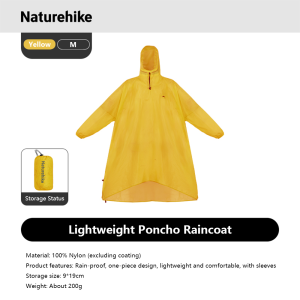Naturehike outdoor hiking mountaineering Lightweight raincoat with sleeves adults fishing waterproof raincoat