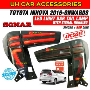 TOYOTA INNOVA 2016 - Onwards LED LIGHT BAR TAIL LAMP TAILLAMP WITH RUNNING SIGNAL ( SMOKE + RED LI NE )