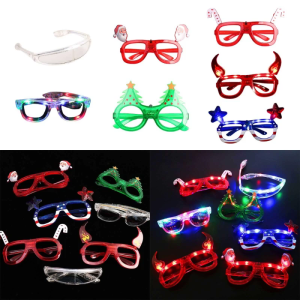 Christmas Party Glasses Props Eyewear Christmas NewYear Party Celebration Sunglasses Decoration Adult Kid LED Eyeglasses