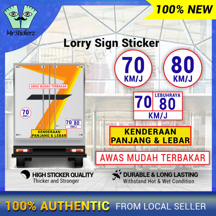 Kenderaan Panjang dan Lebar Lorry Sign Sticker Speed Alert Warning for