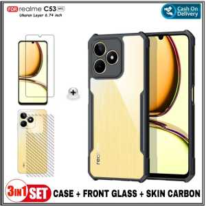 Paket 3in1 Soft Case REALME C53 C55 NFC C21Y Soft Hard Casing Free TG Layar Dan Garskin