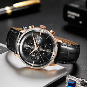 (OFFICIAL 3 Yrs WARRANTY) Reef Tiger/RT RGA1699 Leather Strap Waterproof Calendar Calendar Annual Calendar Luminous Automatic Mechanical Mens Business Watch