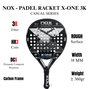 NOX Racket Padel X ONE 3K Fiber Casual Series / Raket Padel Carbon Nox X One 3K Rough Surface 3D