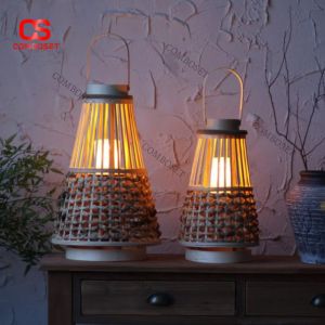 Đèn Lồng Mây Tre Ánh Nến Thiền Tịnh Phong Cách Japandi