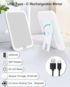 ZiinLife Makeup Bag with Mirror Portable Large Storage Travel Cosmetic Bag with Adjustable Dividers and LED Lighted