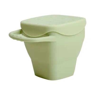 BPA Free Baby Silicone Snack Cup with Easy Handle for Baby Grip Snack Pacifier Storage Travel Kit