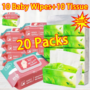 【BUY 10 TAKE 10】10 Packs Baby Wipes Convenient Portable Tissue Organic Green Tea Facial Tissue Paper