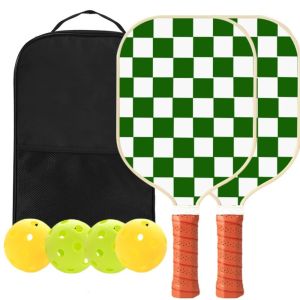 ALLUCK Fiberglass Pickle Racket Stripe Printed Pattern Lightweight Durable Racket Geometric Checkered Pickleball Paddle Outdoor Sports